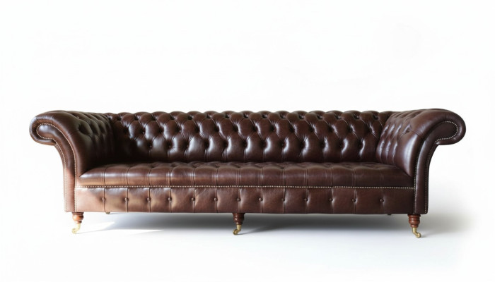 Sofa Chesterfield Couch Podkładka Siedziba Skóra Kanapy Brown Designer