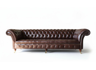 Sofa Chesterfield Couch Podkładka Siedziba Skóra Kanapy Brown Designer