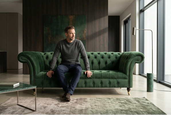 Design Sofa 3 miejsce do siedzenia Sofa Podkładka Chesterfield Living Room Włókienniczy Kanapy