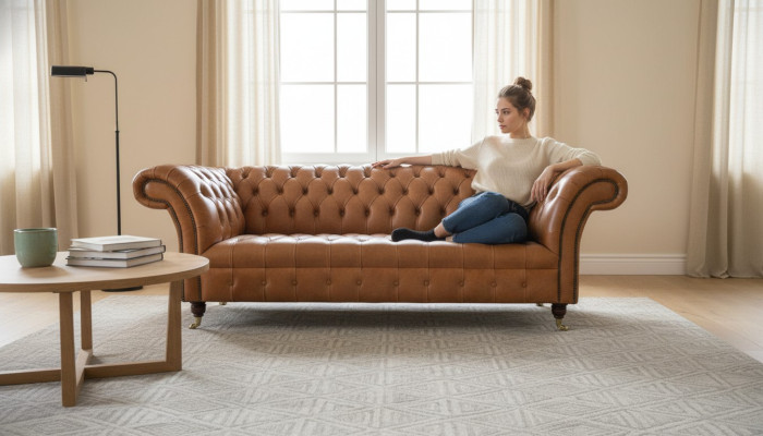 Sofa 3 miejsce do siedzenia Siedziba Nowoczesne Sofy Chesterfield Kanapy Podkładka Brązowa Nowość