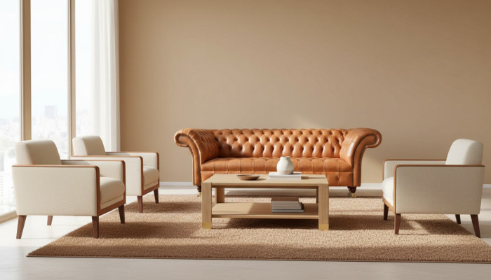 Sofa 3 miejsce do siedzenia Siedziba Nowoczesne Sofy Chesterfield Kanapy Podkładka Brązowa Nowość