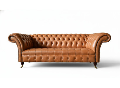 Sofa 3 miejsce do siedzenia Siedziba Nowoczesne Sofy Chesterfield Kanapy Podkładka Brązowa Nowość