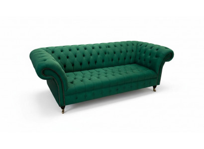 Sofa Trzyosobowa 3 miejsce do siedzenia Luksusowe Siedziba Nowoczesne Sofy Green Material Chesterfield
