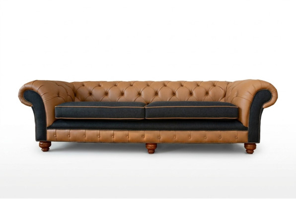 Stylowa 4 miejsce do siedzenia Sofa do Salonu Podkładka Kanapa Duże Kanapy Chesterfield Skóra Włókienniczy Nowość