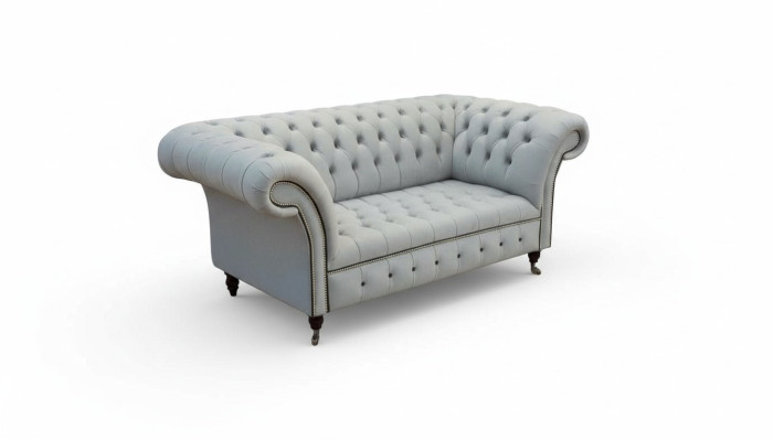 Chesterfield Couch Podkładka Meble Dwumiejscowe Szare Kanapy Sofy Skóra