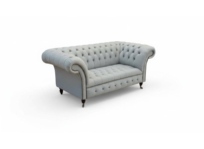 Chesterfield Couch Podkładka Meble Dwumiejscowe Szare Kanapy Sofy Skóra
