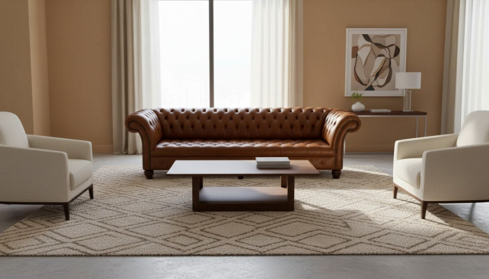 Sofa do salonu Chesterfield Couch Podkładka Sofy 4 miejsce do siedzenia Skóra xxl duża