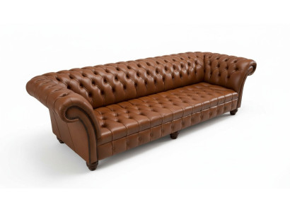 Sofa do salonu Chesterfield Couch Podkładka Sofy 4 miejsce do siedzenia Skóra xxl duża