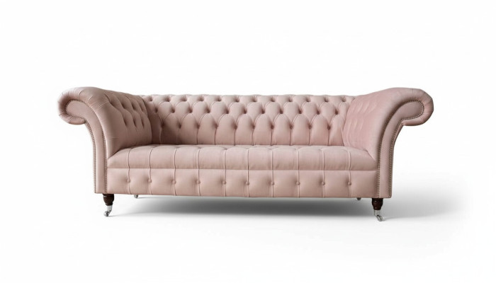 Chesterfield 3 miejsce do siedzenia Pink Design Couches Podkładka Sofy Material Włókienniczy