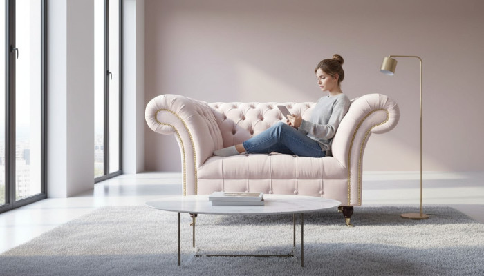 Fotel Podkładka Sofa Włókienniczy Chesterfield Couches 1 miejsce siedzące Single Seater Pink