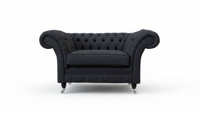 Gray Chesterfield Fotel 1,5 miejsce do siedzenia Sofa Couch Podkładka Włókienniczy Gray Fotel