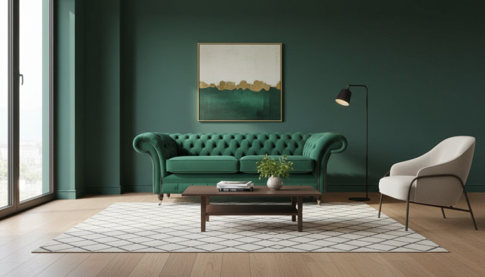 Sofa 3 miejsce do siedzenia Green Sofy Style Luksusowy Projekt Salonu Chesterfield Nowość