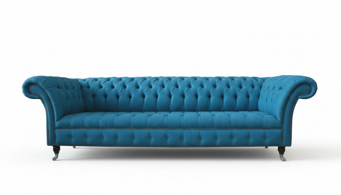 Chesterfield Podkładka Sofas Design Włókienniczy Sofa 4 miejsce siedzące Sofa Luxury Design Blue