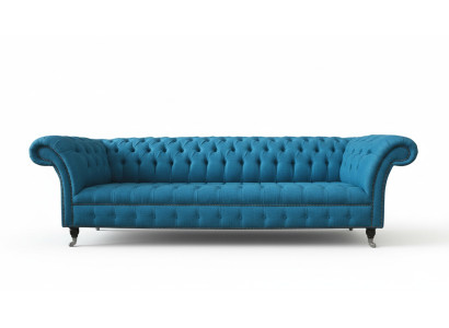 Chesterfield Podkładka Sofas Design Włókienniczy Sofa 4 miejsce siedzące Sofa Luxury Design Blue
