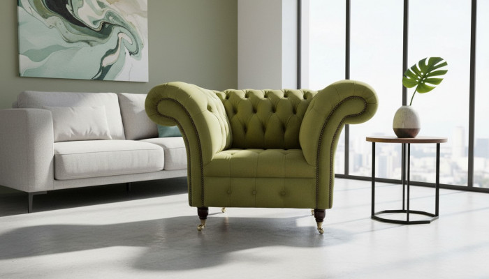 Chesterfield Design Fotel Couch Podkładka Luksusowe kanapy włókiennicze jednomiejscowe