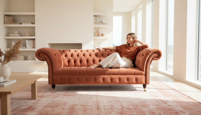 Luksusowa Kanapa Chesterfield 3 miejsce do siedzenia Podkładka Włókienniczy Kanapy Materiał Sofa Nowość
