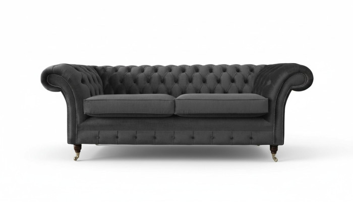 Designerska Sofa Chesterfield 3 miejsce do siedzenia Szara Sofa Podkładka Sofy Salon