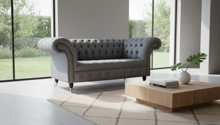 Angielski Chesterfield Biurowe Meble Sofa Kanapa 2 Siedziba Włókienniczy