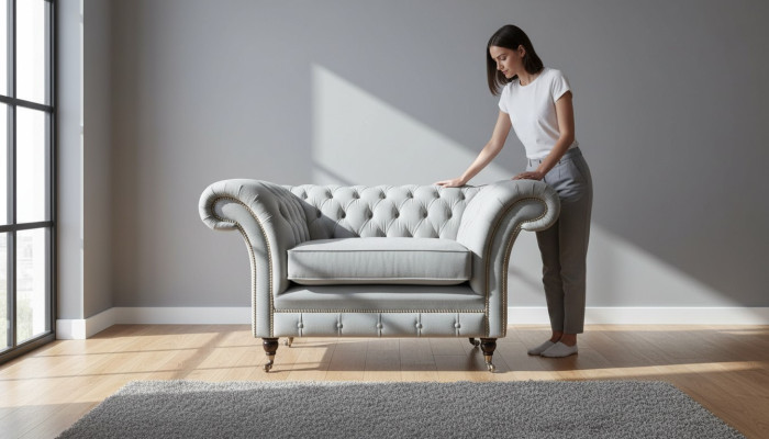 Fotel Podkładka Sofa Włókienniczy Chesterfield Couches 1 miejsce siedzące Single Seater Grey