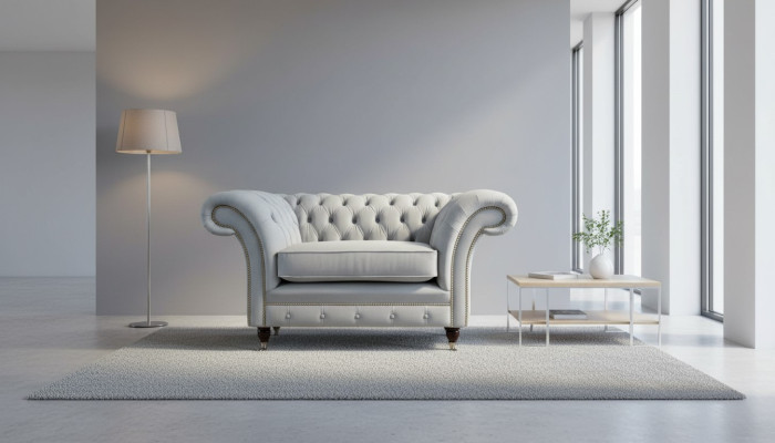 Fotel Podkładka Sofa Włókienniczy Chesterfield Couches 1 miejsce siedzące Single Seater Grey