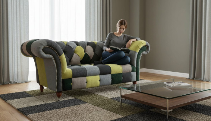 Chesterfield Couch Podkładka 2 miejsce do siedzenia Design Włókienniczy Sofas Couches Lounge