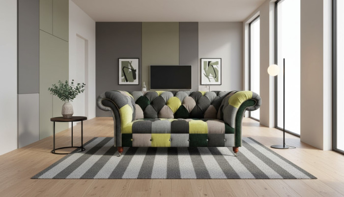 Chesterfield Couch Podkładka 2 miejsce do siedzenia Design Włókienniczy Sofas Couches Lounge