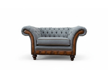 Fotel Design Relaks Włókienniczy Lounge Luxury Grey Podkładka miejsce siedzące Chesterfield