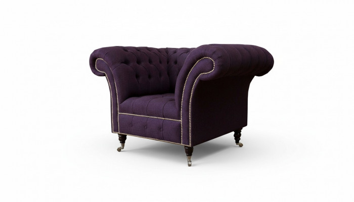 Fotel Single Seater Luxury 1 Siedziba Siedziba Design Włókienniczy Purple Material Chesterfield