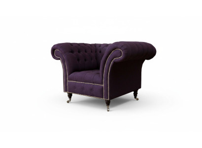 Fotel Single Seater Luxury 1 Siedziba Siedziba Design Włókienniczy Purple Material Chesterfield