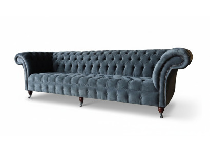 Sofa czteroosobowa 4 miejsce do siedzenia Sofy Nowoczesny szary design Materiał Chesterfield
