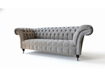 Szara Kanapa Chesterfield Trzyosobowa Sofa z poduszkami do siedzenia Sofa Meble Nowość