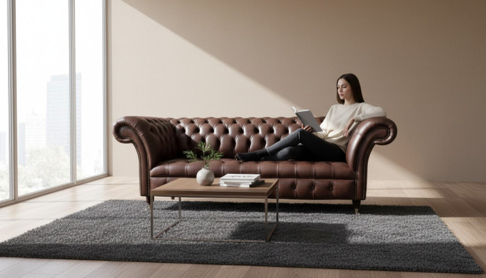 Sofa 3 miejsce do siedzenia Chesterfield skórzana sofa salon designerskie kanapy Podkładka