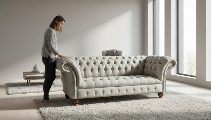 Sofa designerska trzyosobowa 3 miejsce do siedzenia Kanapy Szara Podkładka Sofy Meble Nowe