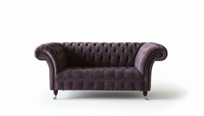 Chesterfield Sofa Couch Design Fioletowa Podkładka Włókienniczy Dwumiejscowe miejsce siedzące Nowe