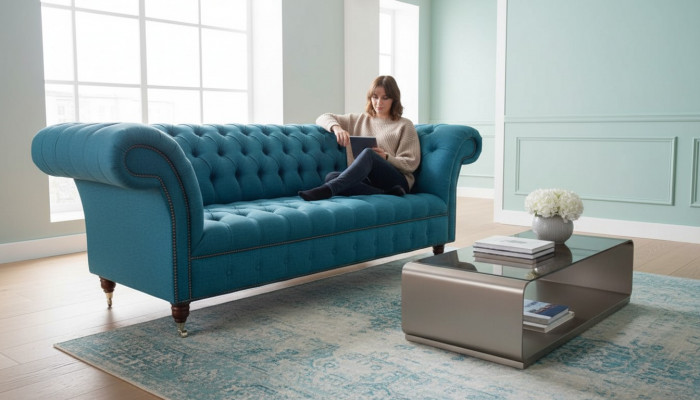 Chesterfield Sofa Couch Podkładka Designer 3 miejsce do siedzenia Sofy Nowa trzyosobowa sofa
