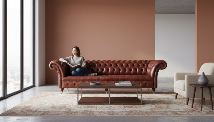Skórzana sofa sofa 4 miejsce do siedzenia sofy projekt Chesterfield Skóra Couch Meble 245cm