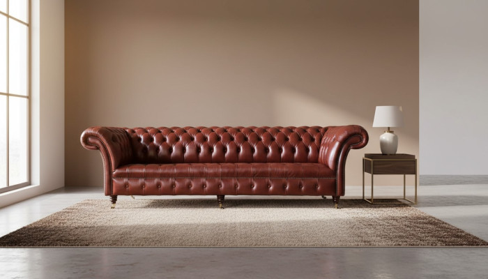 Skórzana sofa sofa 4 miejsce do siedzenia sofy projekt Chesterfield Skóra Couch Meble 245cm