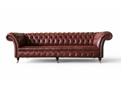 Skórzana sofa sofa 4 miejsce do siedzenia sofy projekt Chesterfield Skóra Couch Meble 245cm