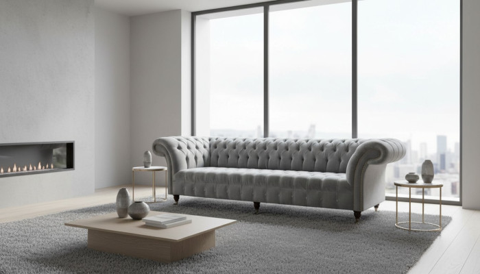 Chesterfield Design Sofa 4 miejsce do siedzenia Podkładka Luksusowe kanapy włókiennicze