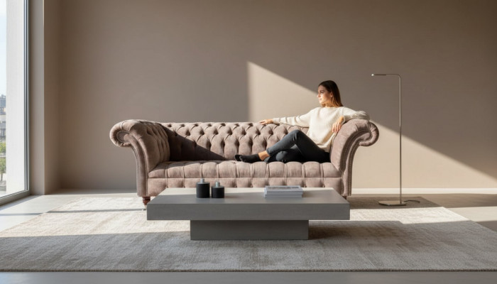 Chesterfield Sofa Couch Podkładka Design 3 miejsce do siedzenia Sofa Trzyosobowa Fioletowa
