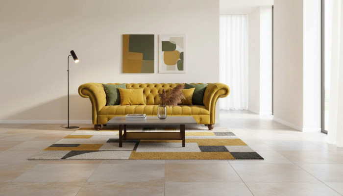 Sofa Chesterfield Yellow Podkładka 3 miejsce do siedzenia Kanapy Siedziba Sofy Trzyosobowe