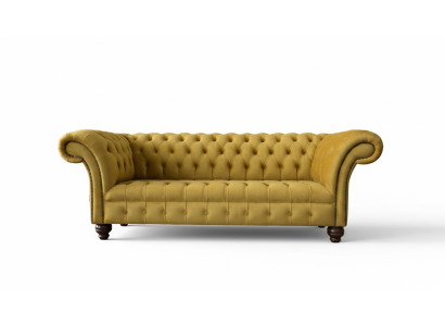 Sofa Chesterfield Yellow Podkładka 3 miejsce do siedzenia Kanapy Siedziba Sofy Trzyosobowe