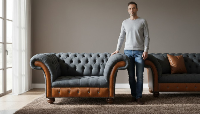 Fotel 1 miejsce do siedzenia Sofa Podkładka Design Luksusowe sofy materiałowe Chesterfield Włókienniczy
