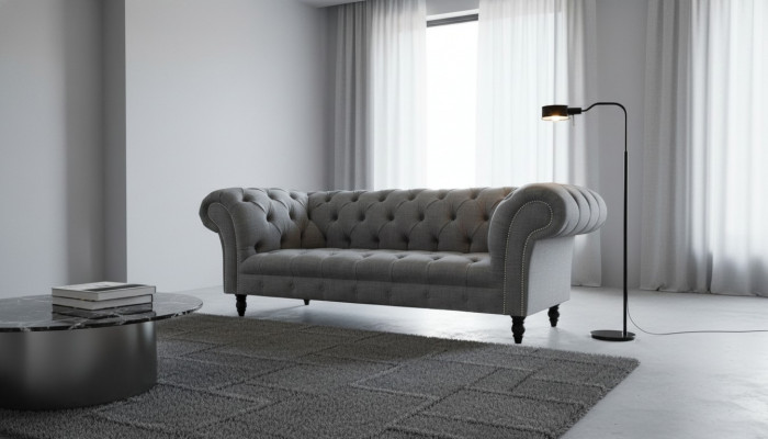 Chesterfield Couch 3 miejsce do siedzenia Podkładka Siedziba Włókienniczy Materiał Couches Sofa Nowość