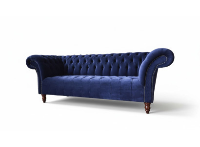 Chesterfield Design Luxury Podkładka Sofa Couch 3 Siedziba Blue Włókienniczy Nowość