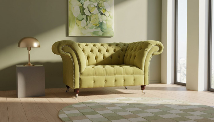 Chesterfield Fotel Włókienniczy Design Sofa Materiał Kanapa Sofy Podkładka Szara Nowość