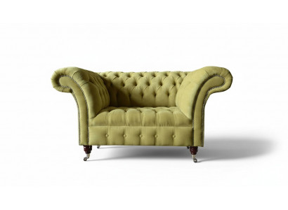 Chesterfield Fotel Włókienniczy Design Sofa Materiał Kanapa Sofy Podkładka Szara Nowość