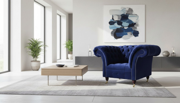 Chesterfield Włókienniczy Fotel 1 miejsce siedzące Sofa Podkładka Design Luxury Modern