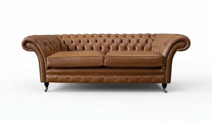 Sofa 3 miejsce do siedzenia Skóra Sofy Kanapa Podkładka Salon Chesterfield Trzyosobowa