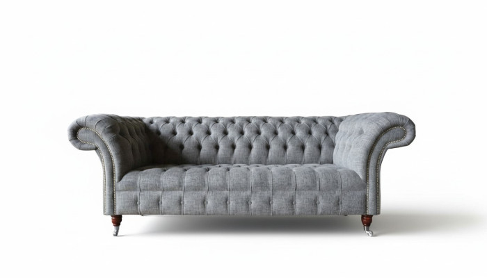 Szara Designerska Kanapa Sofa Trzyosobowa Luksusowe Kanapy Meble Sofy Włókiennicze